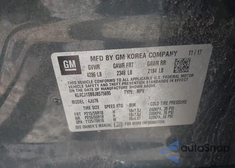 2018 Buick Encore Sport Touring from USA, damaged, VIN KL4CJ1SB9JB575695